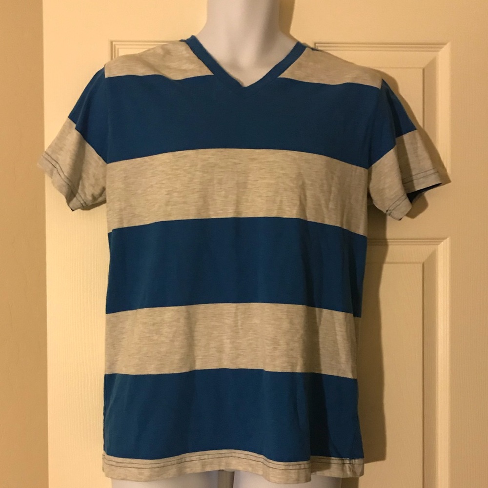 Men’s Arizona Jean Co V-Neck Stripes T-shirt Sz M